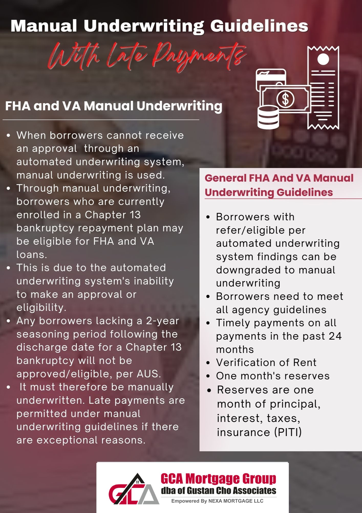 Manual Underwriting Guidelines With Late Payments GCA Mortgage